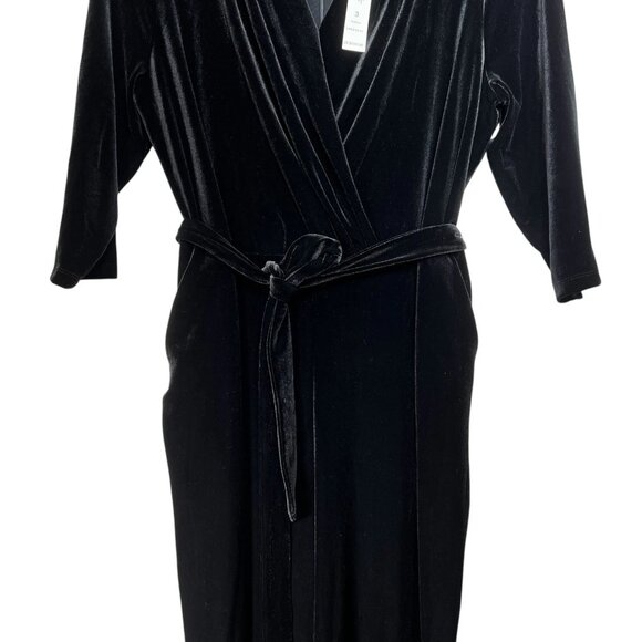 NEW Chico's Womens Black Wide Leg Waist Tie Elegant Velvet Jumpsuit Size 3 US 16 - Picture 5 of 16